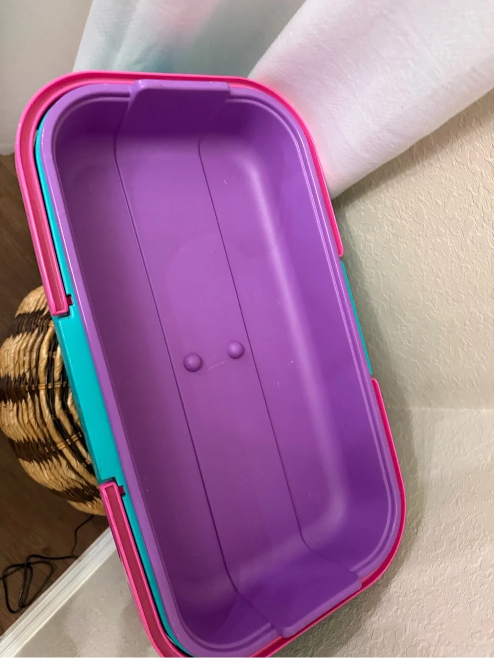 Vintage Eagle Craftstor Sewing Craft Storage Organizer Tote Bin Teal Purple Pink
